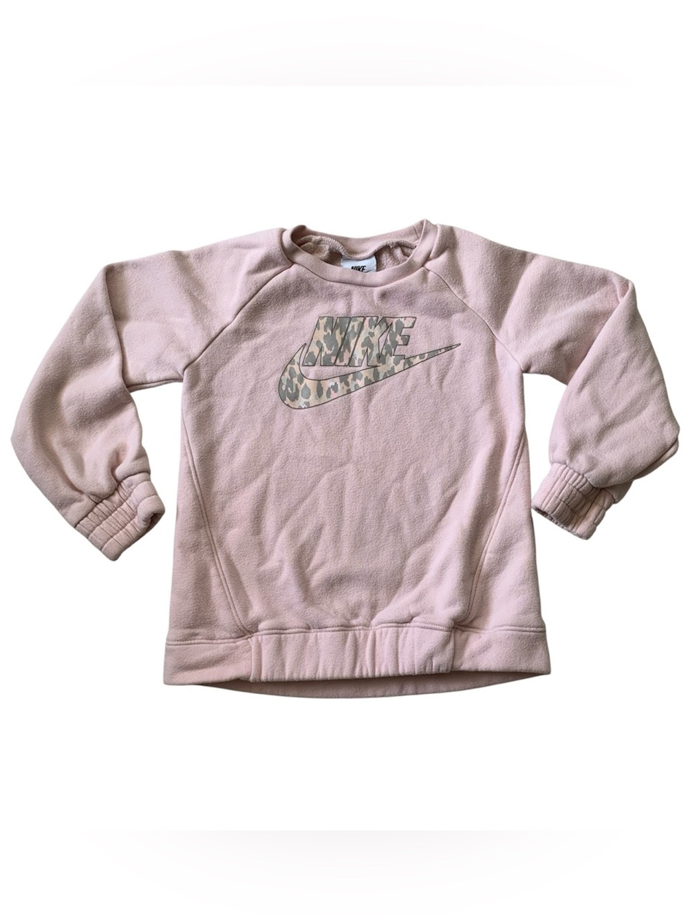 Nike Light Pink Animal Print Logo Crew Neck Long Sleeve Toddler 4T Sweater